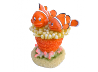 Декорация для аквариума Рыбки-клоуны на анемоне, 7х6,5х9см