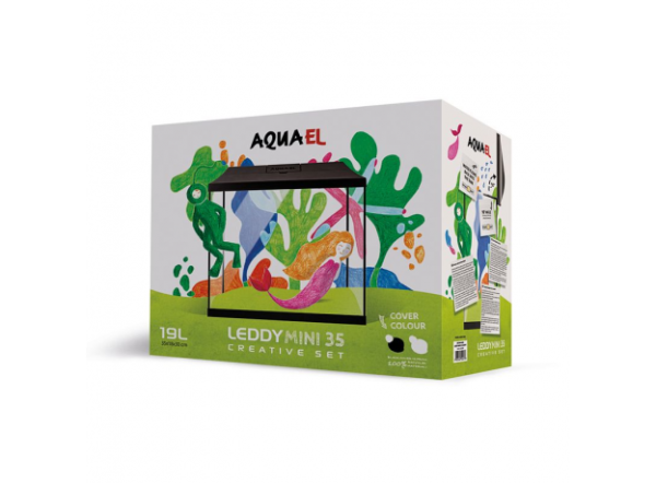 Аквариум прямоугольный Aquael LEDDY MINI 35, 19л, 35х18х34см, с фильтром и внешним фоном, белый