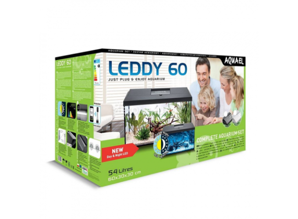 Аквариум прямоугольный Aquael LEDDY SET PLUS 60 DAY&NIGHT 2.0 54л 61х31х36см с оборудованием, черный