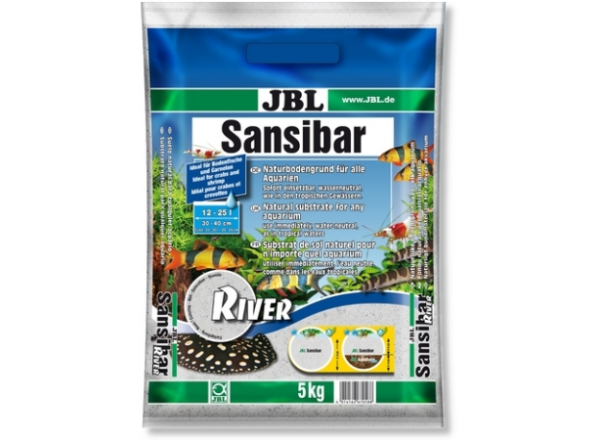 JBL Sansibar RIVER - Декоративный грунт для аквариума, светлый, мелкий, с черными вкраплениями, 5 кг