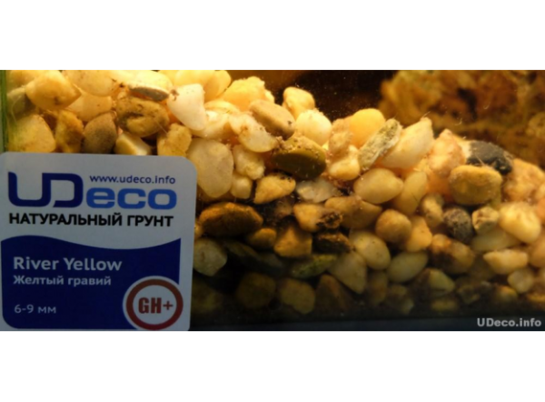 Натуральный грунт для аквариумов "Желтый гравий" UDeco River Yellow, 6-9 мм, 2 л