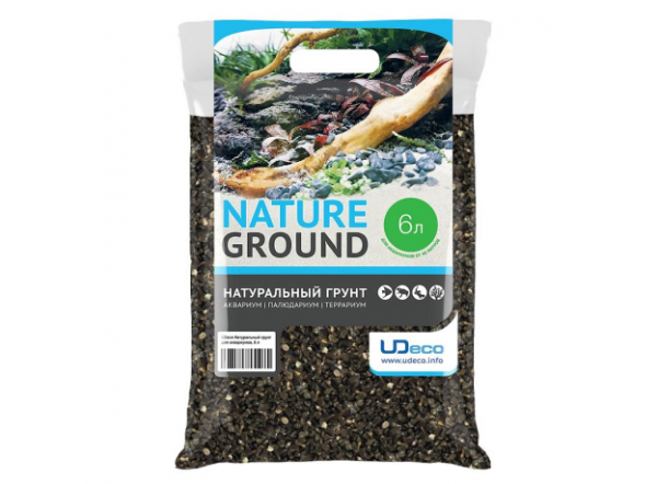 Натуральный грунт UDeco Relict Dark для аквариумов "Галька реликтовая темная", 3-5мм, 6л