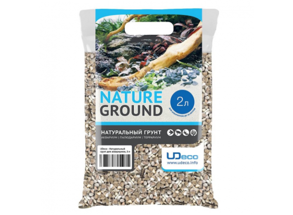 Грунт натуральный UDeco Relict Light для аквариумов "Галька реликтовая светлая", 5-10мм, 2л