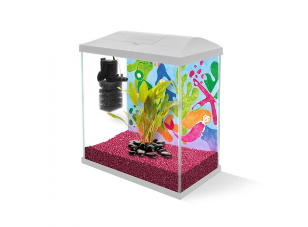 Аквариум прямоугольный Aquael LEDDY MINI 35, 19л, 35х18х34см, с фильтром и внешним фоном, белый