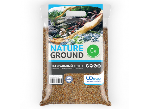Натуральный грунт для аквариумов "Янтарный песок" UDeco River Amber, 0,4-0,8 мм, 6 л