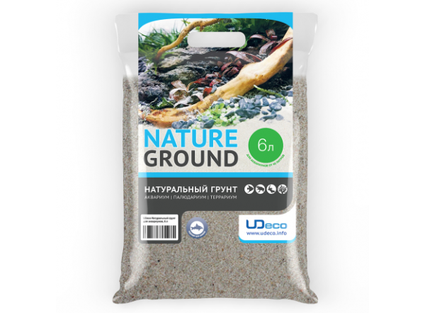 Натуральный грунт для аквариумов "Светлый песок" UDeco River Light, 0,4-0,8 мм, 6 л