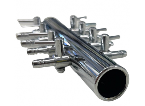 Разделитель потока с краниками медный хромированный  8 каналов