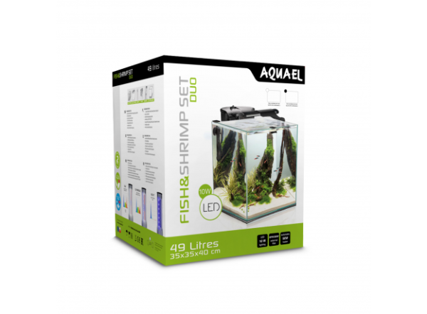 Аквариум FISH&SHRIMP SET DUO LED, 49л, черный, 35x35x40см с оборудованием, NEW