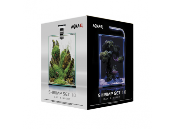Аквариум AQUAEL SHRIMP SET DAY&NIGHT 10, 10л, белый, 20х20х25 с оборудованием