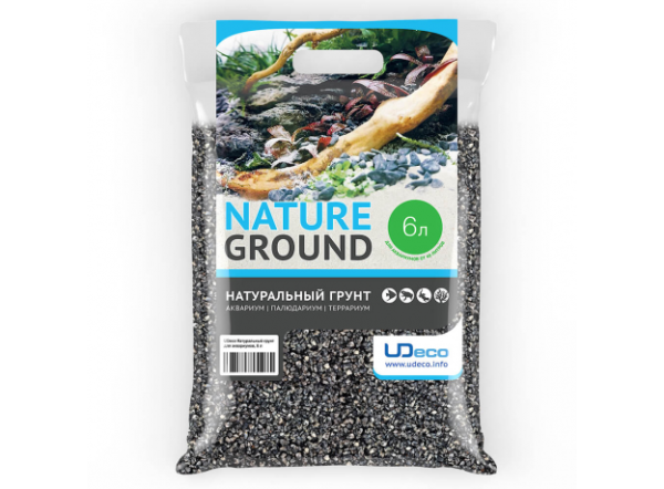Натуральный грунт для аквариумов "Серый гравий" UDeco Canyon Grey , 4-6 мм, 6 л