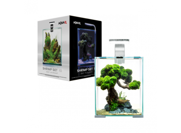 Аквариум AQUAEL SHRIMP SET DAY&NIGHT 10, 10л, белый, 20х20х25 с оборудованием