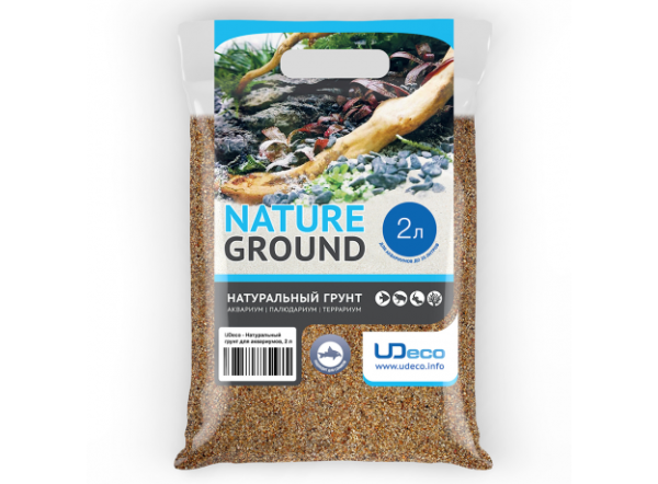 Натуральный грунт UDeco River Amber для аквариумов "Янтарный гравий", 0,8-2,0 мм, 2 л