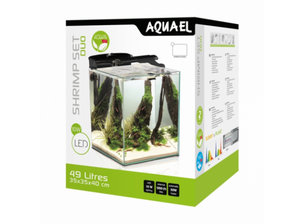 Аквариум FISH&SHRIMP SET DUO LED, 49л, черный, 35x35x40см с оборудованием